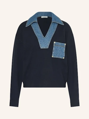 Sandro Sweter Z Mieszanki Materiałów blau