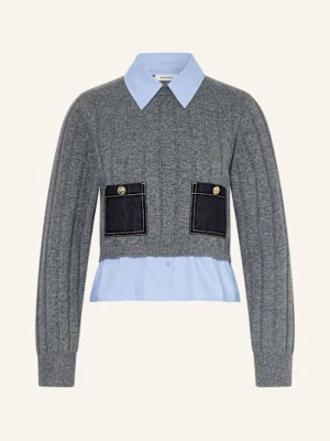 Sandro Sweter Z Mieszanki Materiałów grau