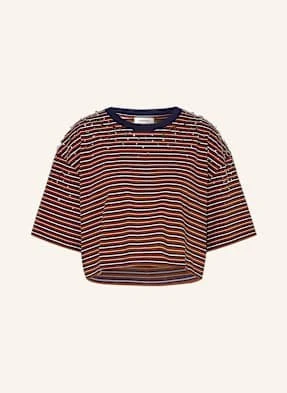 Sandro T-Shirt Z Obszyciem Ozdobnymi Kamykami braun