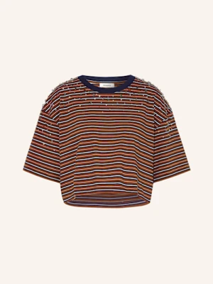 Sandro T-Shirt Z Obszyciem Ozdobnymi Kamykami braun