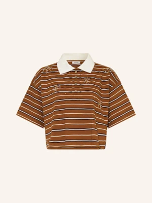 Sandro T-Shirt Z Ozdobnymi Kamykami I Cekinami braun