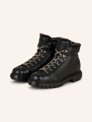 Santoni Botki Sznurowane Farah schwarz CZARNY