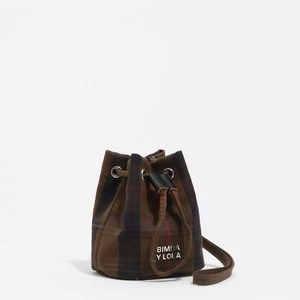 Saszetka Bucket mini nylon krata brązowa BIMBA Y LOLA