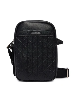 Saszetka Calvin Klein Emblem Aop Emboss Slim Reporter LV04D3228G Czarny
