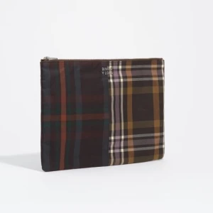 Saszetka woskowane wykończenie patchwork tartan czekoladowo-zielona BIMBA Y LOLA