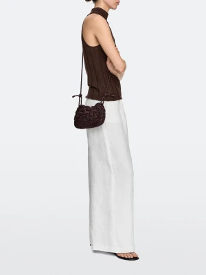 Saszetka Z Makramy Ze Skóry Nappa - Bordowy - Massimo Dutti - Female