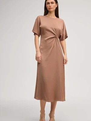 Satyna sukienka Dela w kolorze jasnobrązowym Joop