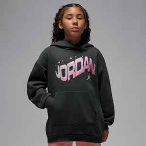 Satynowa bluza z kapturem o kroju oversize dla dużych dzieci Jordan Jumpman Club - Czerń