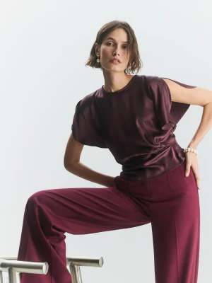 Satynowa bluzka w kolorze burgundu TARANKO