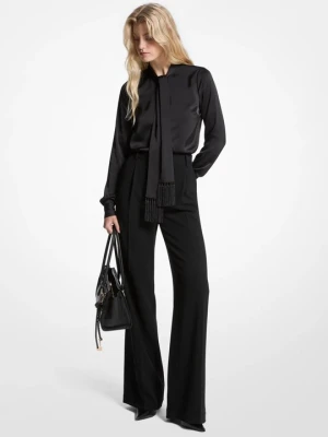 Satynowa bluzka wiązana na szyi z frędzlami Michael Kors CZARNY (Czarny)