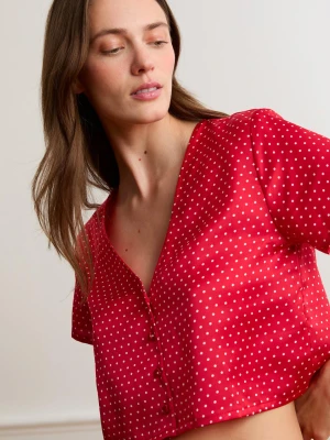 Satynowa góra od piżamy w groszki Etam