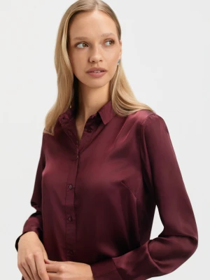 Satynowa koszula czekoladowy brąz