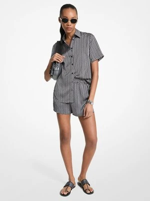 Satynowa koszula hawajska z nadrukiem logo MK2000 MICHAEL Michael Kors