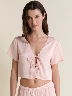 Satynowa koszula piżamowa z kokardkami Etam