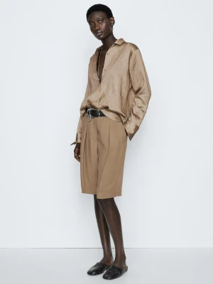 Satynowa Koszula - Studio - Popielaty - Massimo Dutti - Female