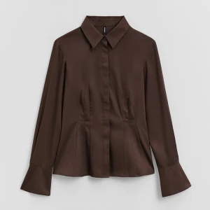 Satynowa koszula z długim rękawem brązowa House