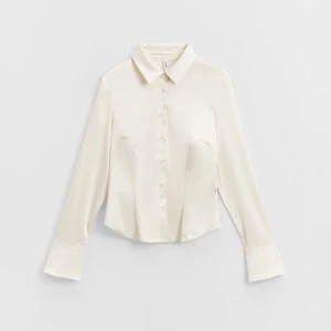 Satynowa koszula z długim rękawem kremowa House