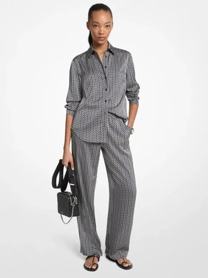 Satynowa koszula z nadrukiem logo MK2000 MICHAEL Michael Kors