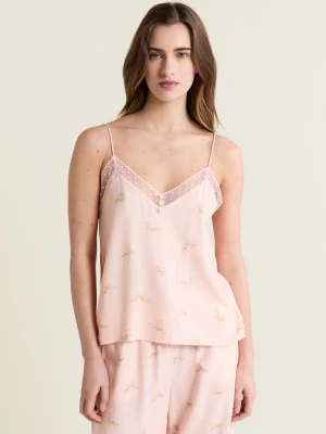 Satynowa koszulka na ramiączkach we wzory Etam