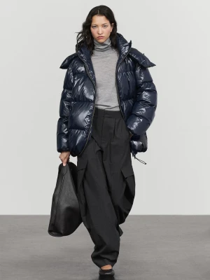 Błyszcząca Kurtka Puchowa - Niebieski - Massimo Dutti - Female