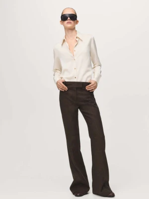 Satynowa, lejąca koszula kremowy / écru - Kobieta - - MANGO