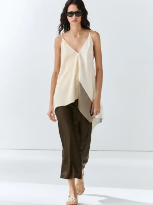 Satynowa Lejąca Spódnica - Brązowy - Massimo Dutti - Female