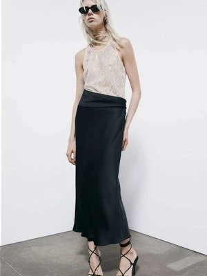 Satynowa spódnica midi z drapowaniem PATRIZIA PEPE