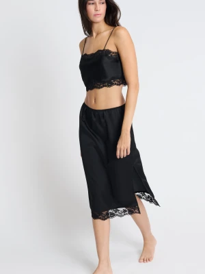 Satynowa spódnica piżamowa z detalami koronkowymi Etam