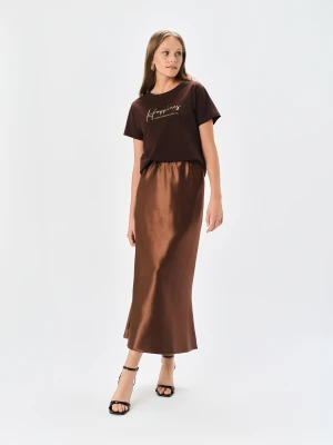 Zdjęcie produktu Satynowa spódnica w ciemnobeżowym kolorze Top Secret