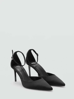 Satynowe buty na obcasie z paskiem czarny - Kobieta - - MANGO