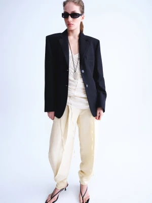 Spodnie balloon z satynowym dołem kremowy / écru - Kobieta - - MANGO