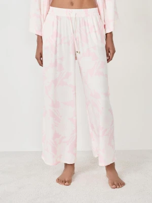 Satynowe spodnie piżamowe z nadrukiem Etam