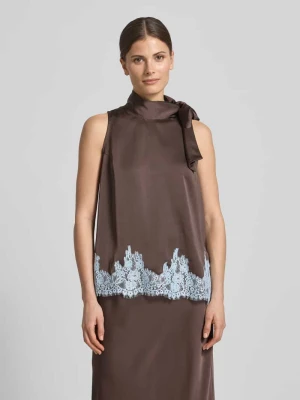 Satynowy top z obszyciem koronką model 'LORENZ' NEO NOIR