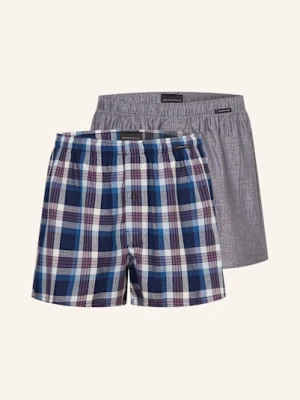 Schiesser Bokserki Tkane Boxershorts Multipack, 2 Szt. blau