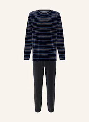 Schiesser Piżama Casual Nightwear Z Materiału Nicki blau