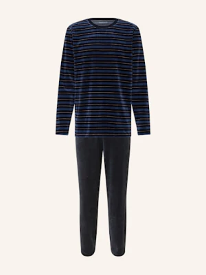 Schiesser Piżama Casual Nightwear Z Materiału Nicki blau
