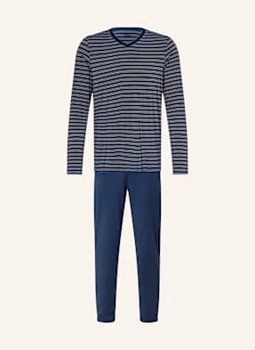 Schiesser Piżama Long Life Soft blau