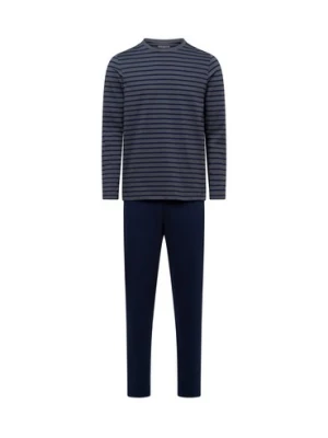 Schiesser Piżama męska Mężczyźni Bawełna szary|niebieski w paski,