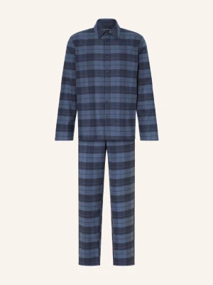 Schiesser Piżama Selected Premium Warming Z Flaneli blau