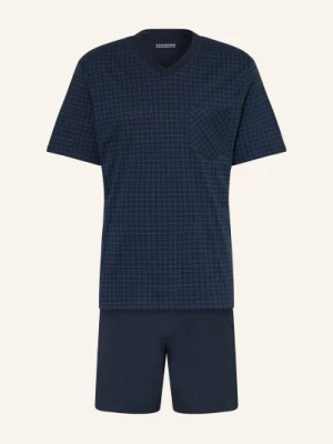Schiesser Piżama Typu Shorty Comfort Essentials blau