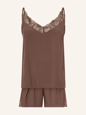 Schiesser Piżama Typu Shorty Modern Lace braun CIEMNOBRĄZOWY