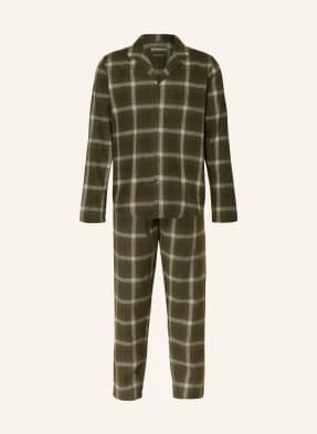 Schiesser Piżama Warming Nightwear Z Flaneli gruen