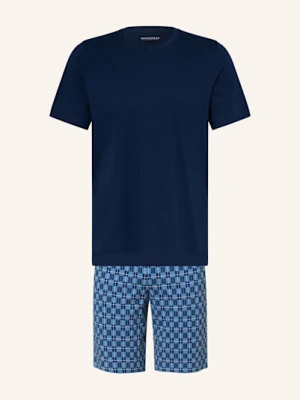 Schiesser Piżama Z Szortami Casual Essentials blau