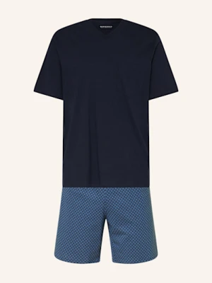 Schiesser Piżama Z Szortami Comfort Essentials blau