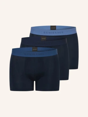 Schiesser Zestaw 3 Par Bokserek Organic Cotton blau GRANATOWY