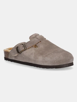 Scholl kapcie zamszowe FAE NEW kolor brązowy F318101029