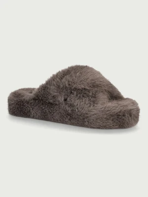 Scholl klapki damskie FLUFFY CROSS brązowy