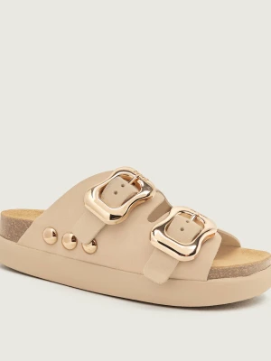 Scholl Klapki Flora 2 Straps Chunky | zamsz beżowy