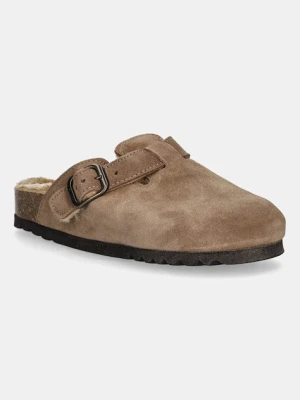 Scholl kapcie zamszowe FAE NEW damskie kolor brązowy F318101062