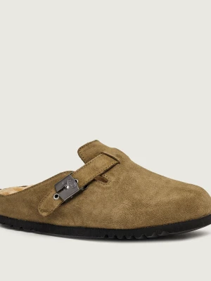 Scholl Mule Grace | zamsz | z dodatkiem wełny khaki